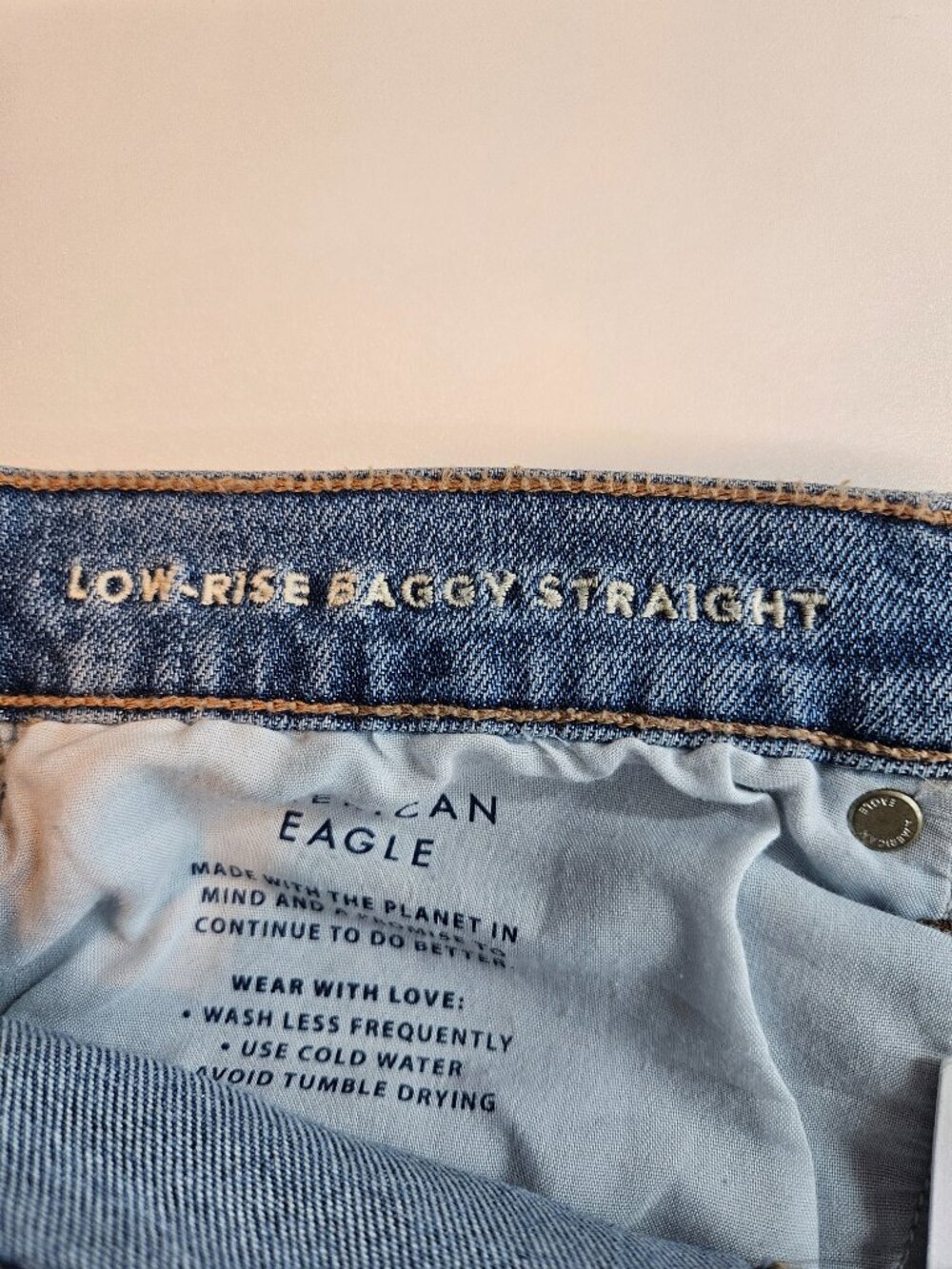 American Eagle Low Rise Baggy Straight Jean Medium Wash Women's Size 14 Long NEW - Picture 6 of 12